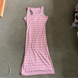 EUC Women’s Shein Racerback Maxi Dress size Small in Pink & White